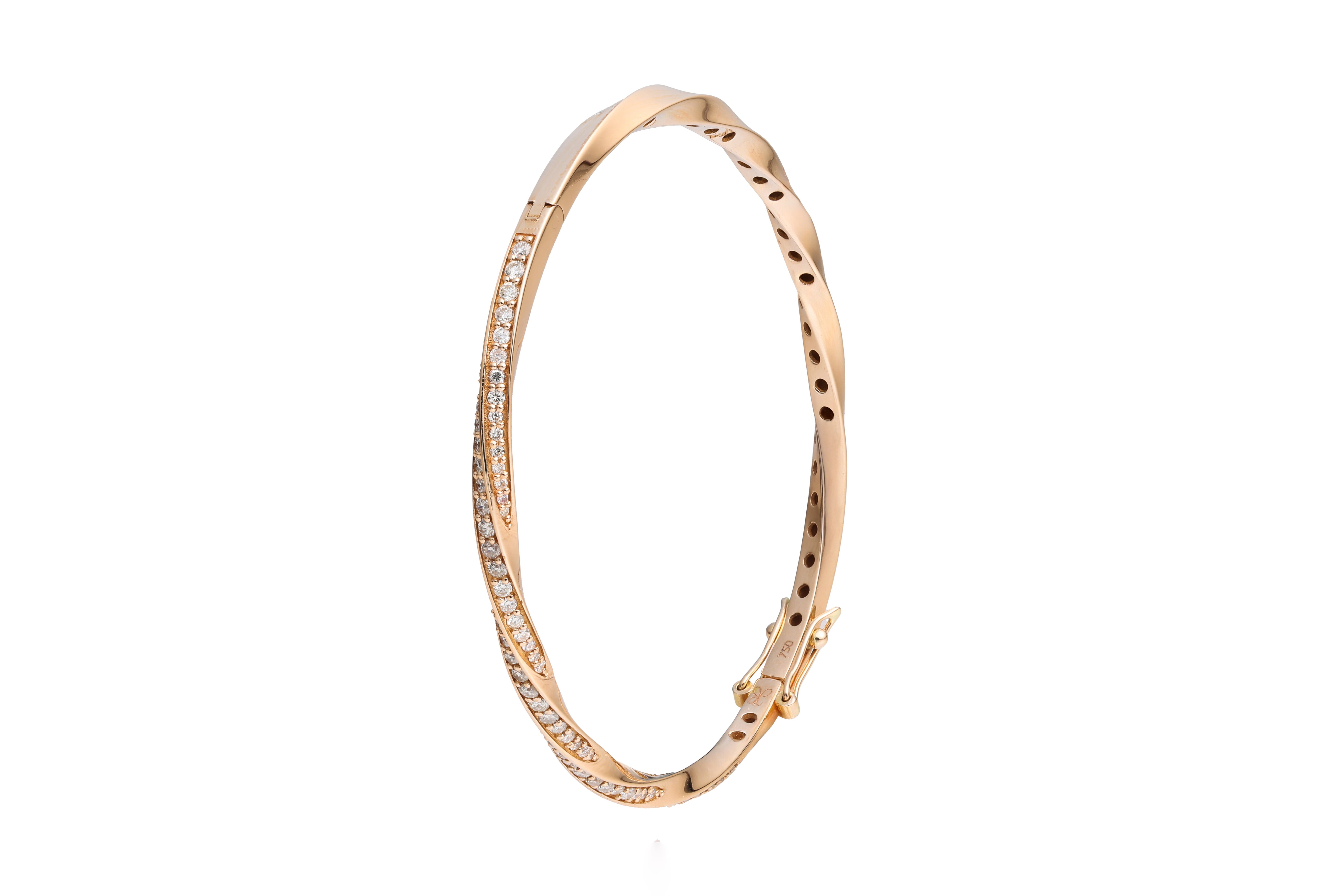 Pink Gold Diamond Bracelet | 0.8 carats, 9.33g