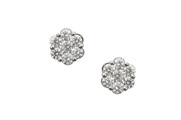 Flower Shape Diamond Earrings HRD certified | 1.92ct, 3.64g