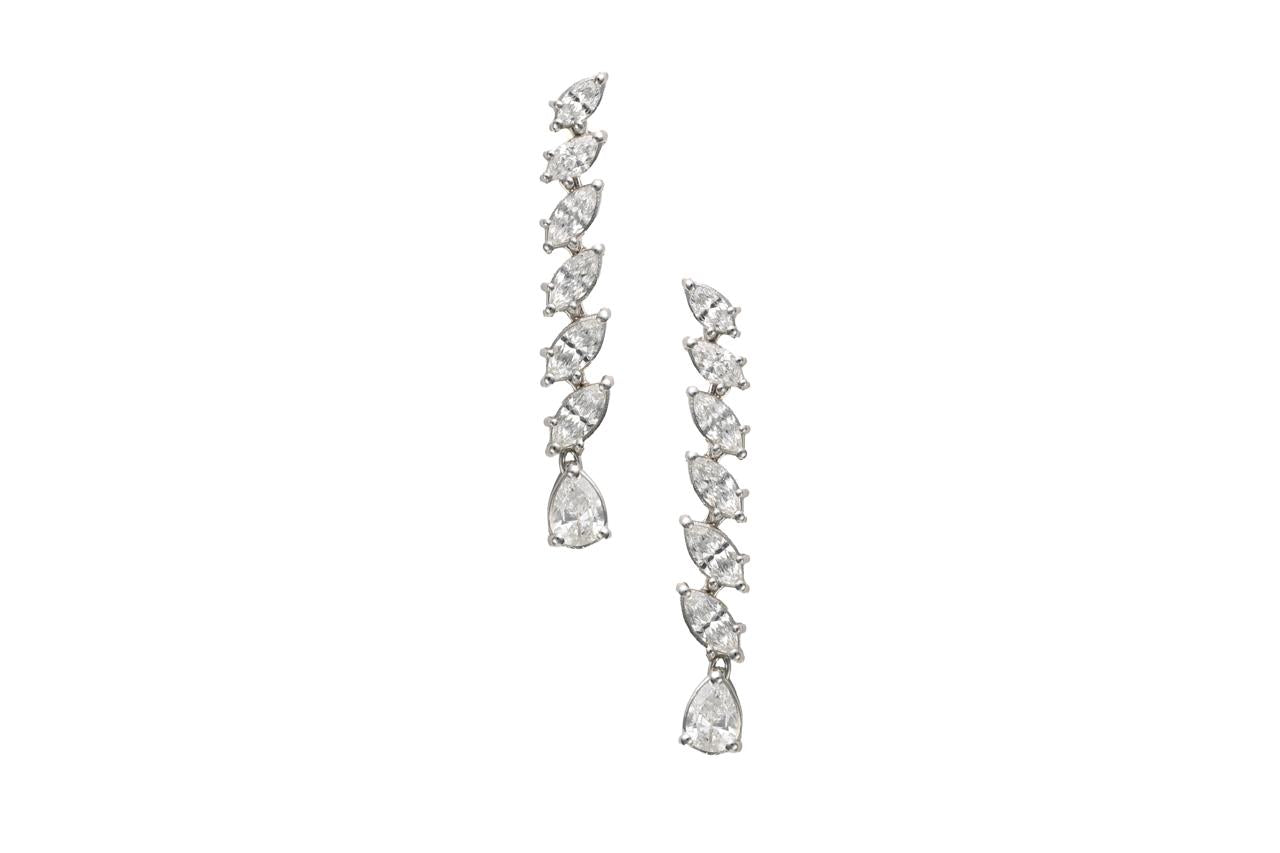 Marquise and Pear shape Diamond Earrings | 1.41ct, 4.55g