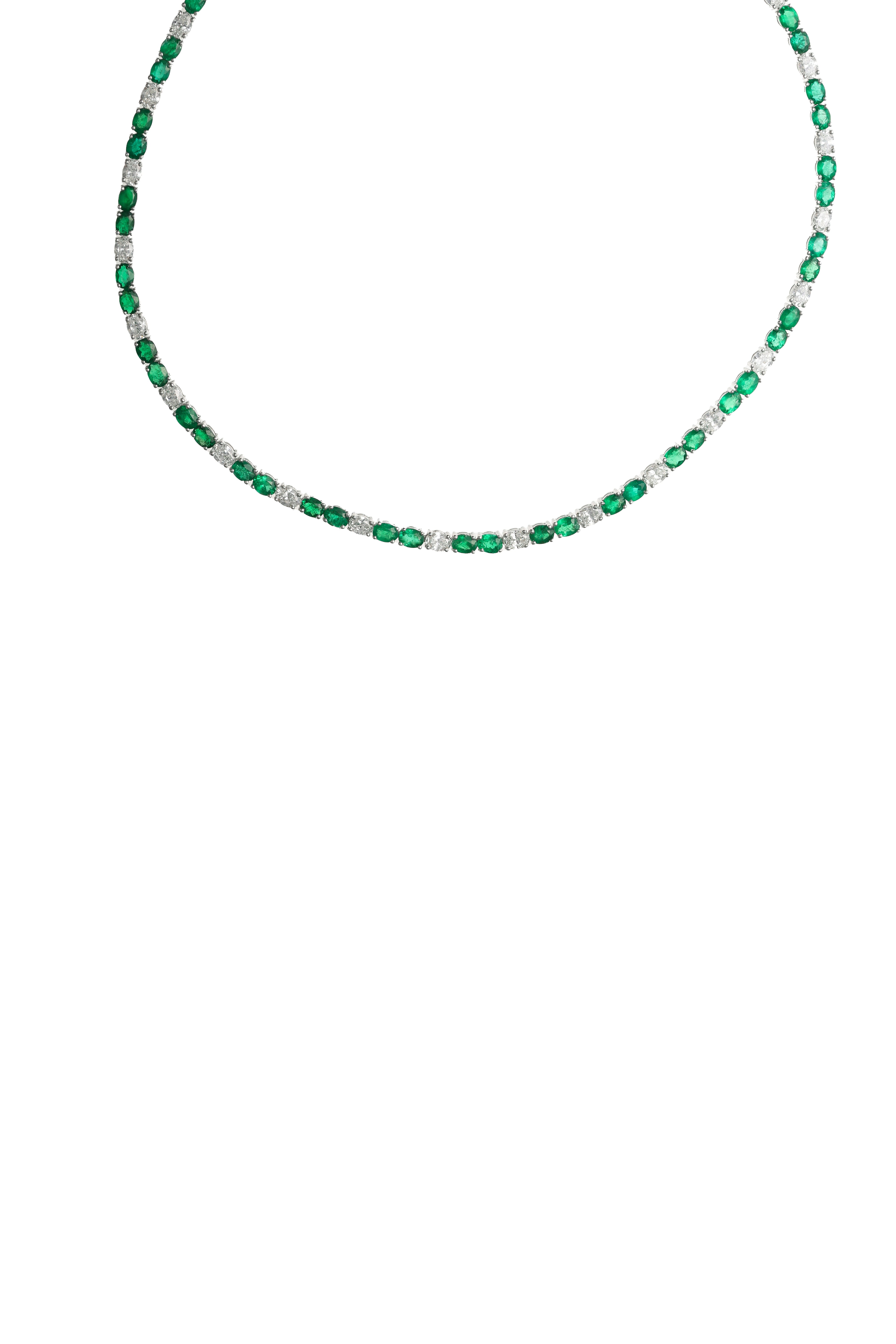 Emerald Diamond Chocker | 3.93ct WD 8.80ct Emerald, 17g