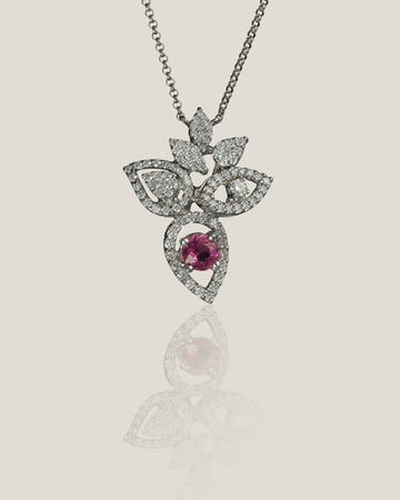 Tourmaline Diamond Pendant | White Diamond 0.57 carats,  Tourmaline 0.38 carats, 4.87g