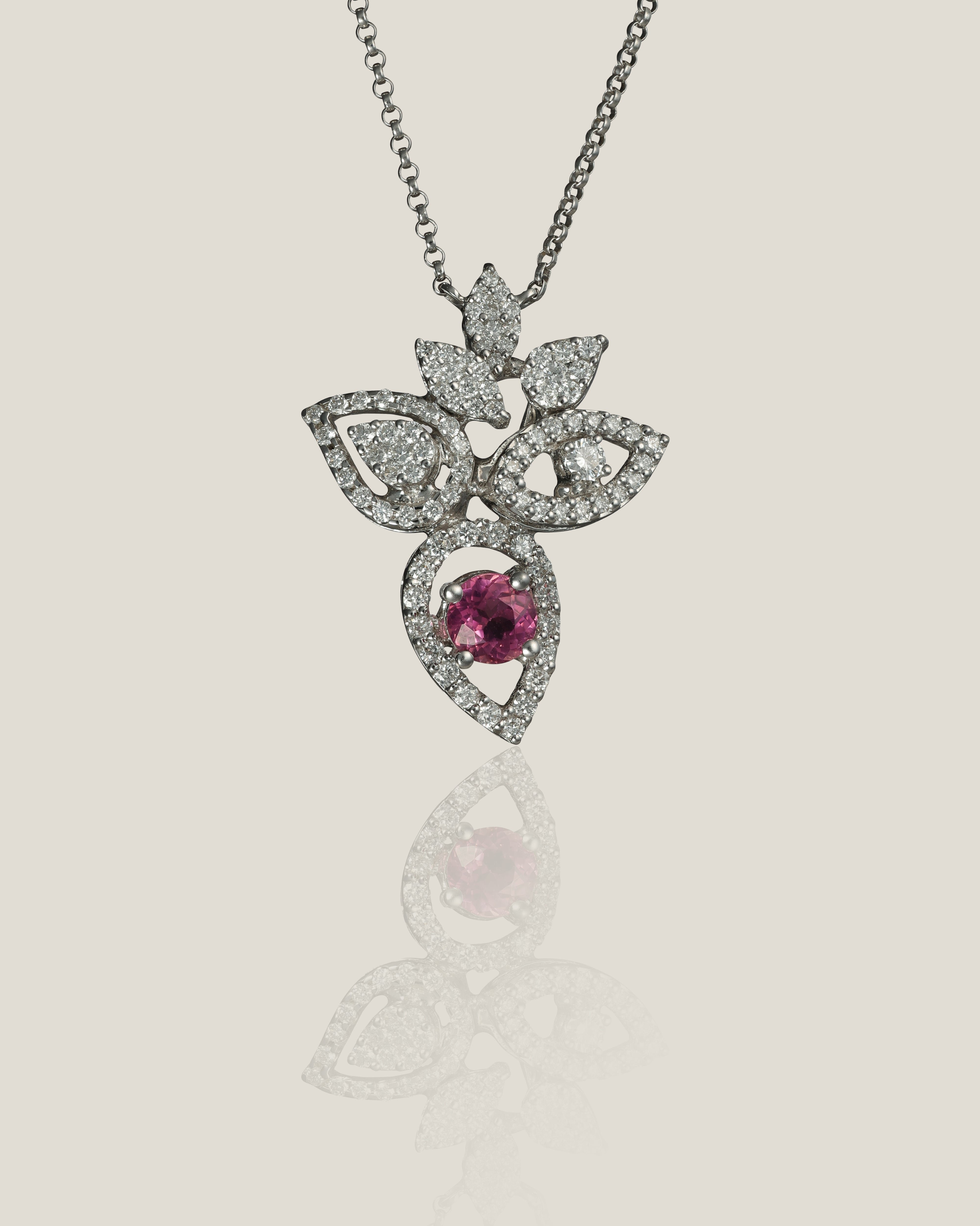Tourmaline Diamond Pendant | White Diamond 0.57 carats,  Tourmaline 0.38 carats, 4.87g