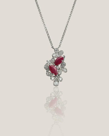 Ruby Diamond Pendant | White Diamond 0.39 Carats, Ruby 0.88 Carats, 4.61g