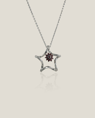 Star Diamond Pendant | White diamond 0.06 carats, Ruby 0.20 carats, 3.5g