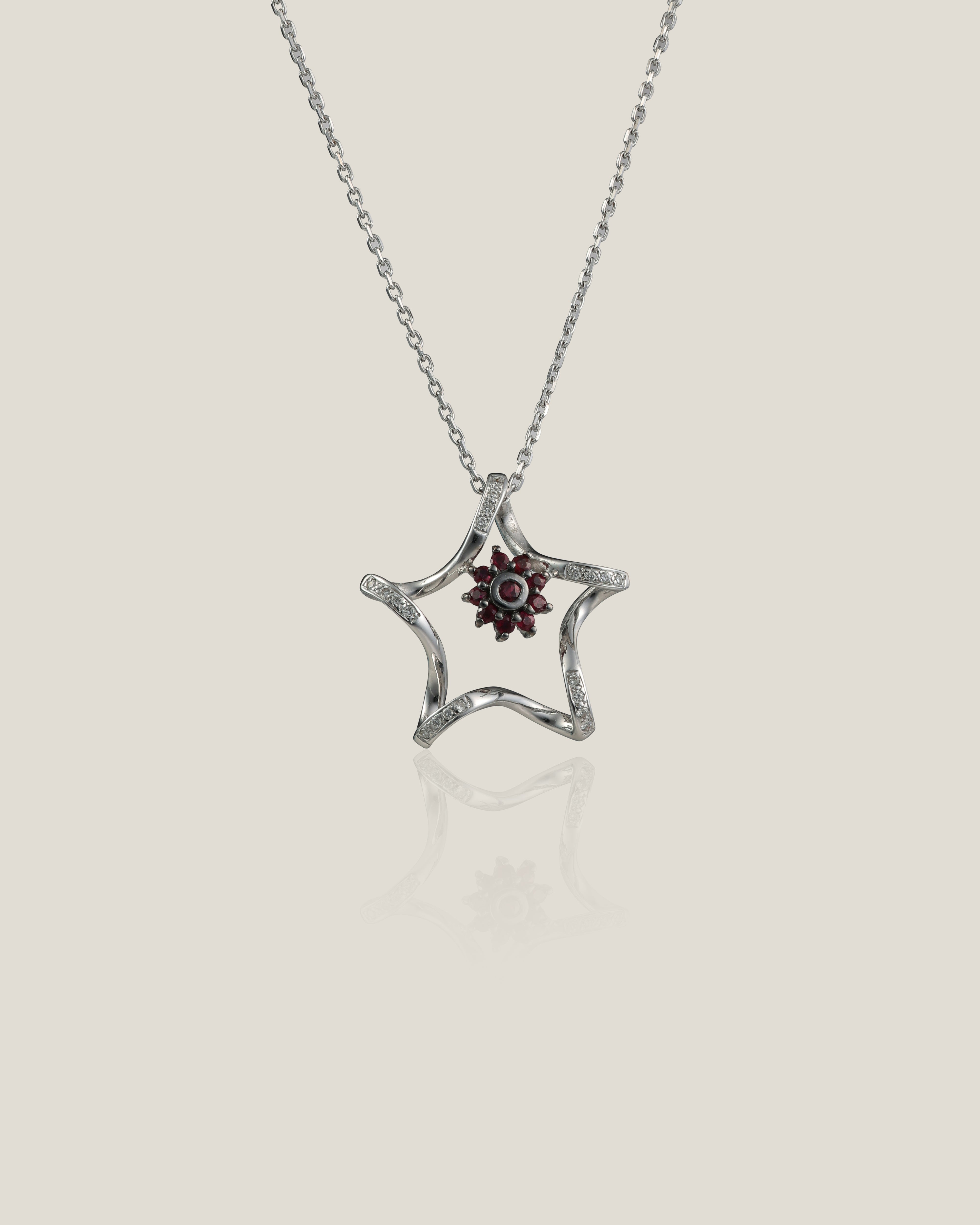 Star Diamond Pendant | White diamond 0.06 carats, Ruby 0.20 carats, 3.5g