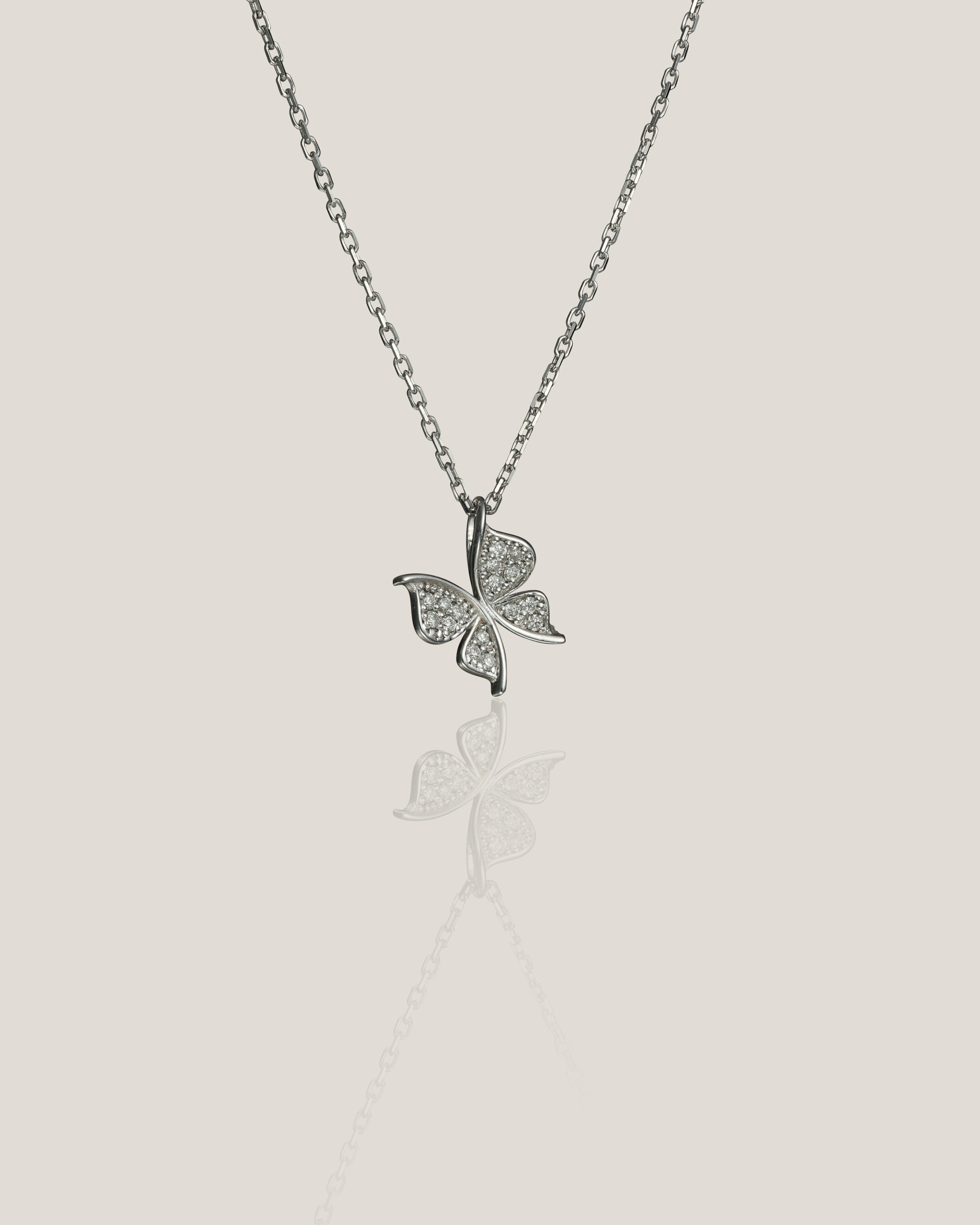 Butterfly White Diamond Pendant | White Diamond 0.07, 2.19g