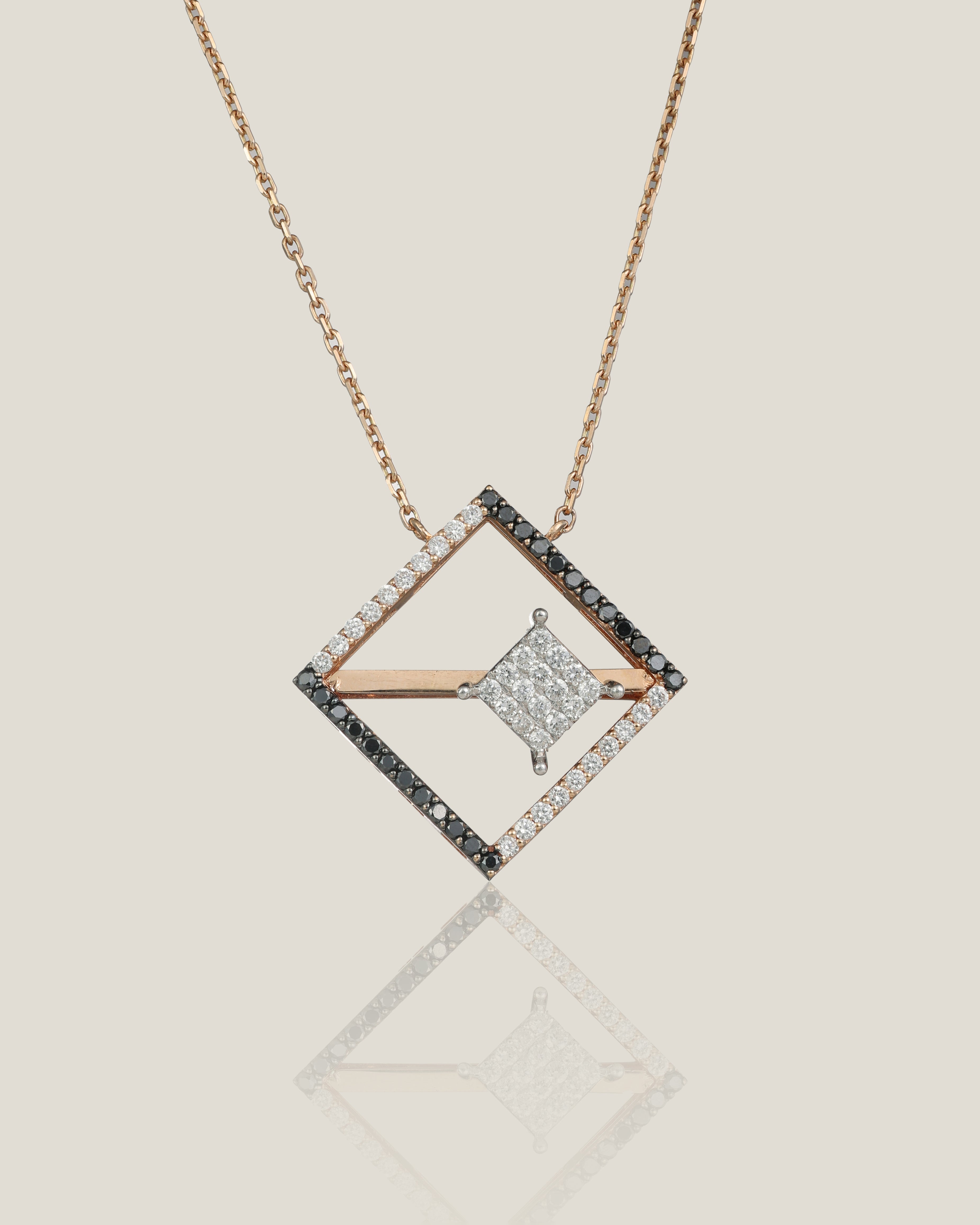 Square Shape Black Diamond Pendant | White Diamond 0.28 carats, Black Diamond 0.17 carats, 4.58g