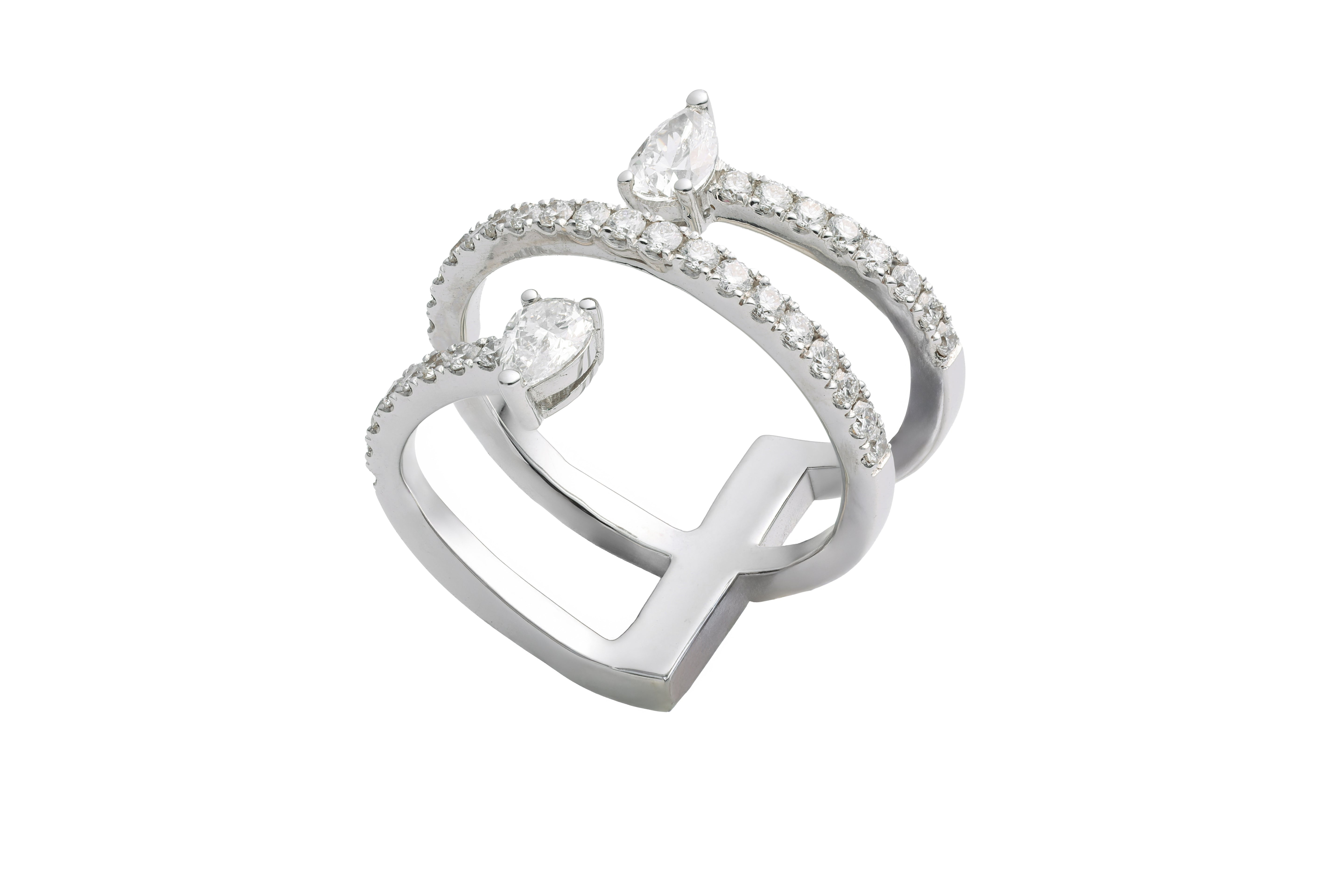 Pear Spiral Diamond Ring | 1.03 carats, 5.02g