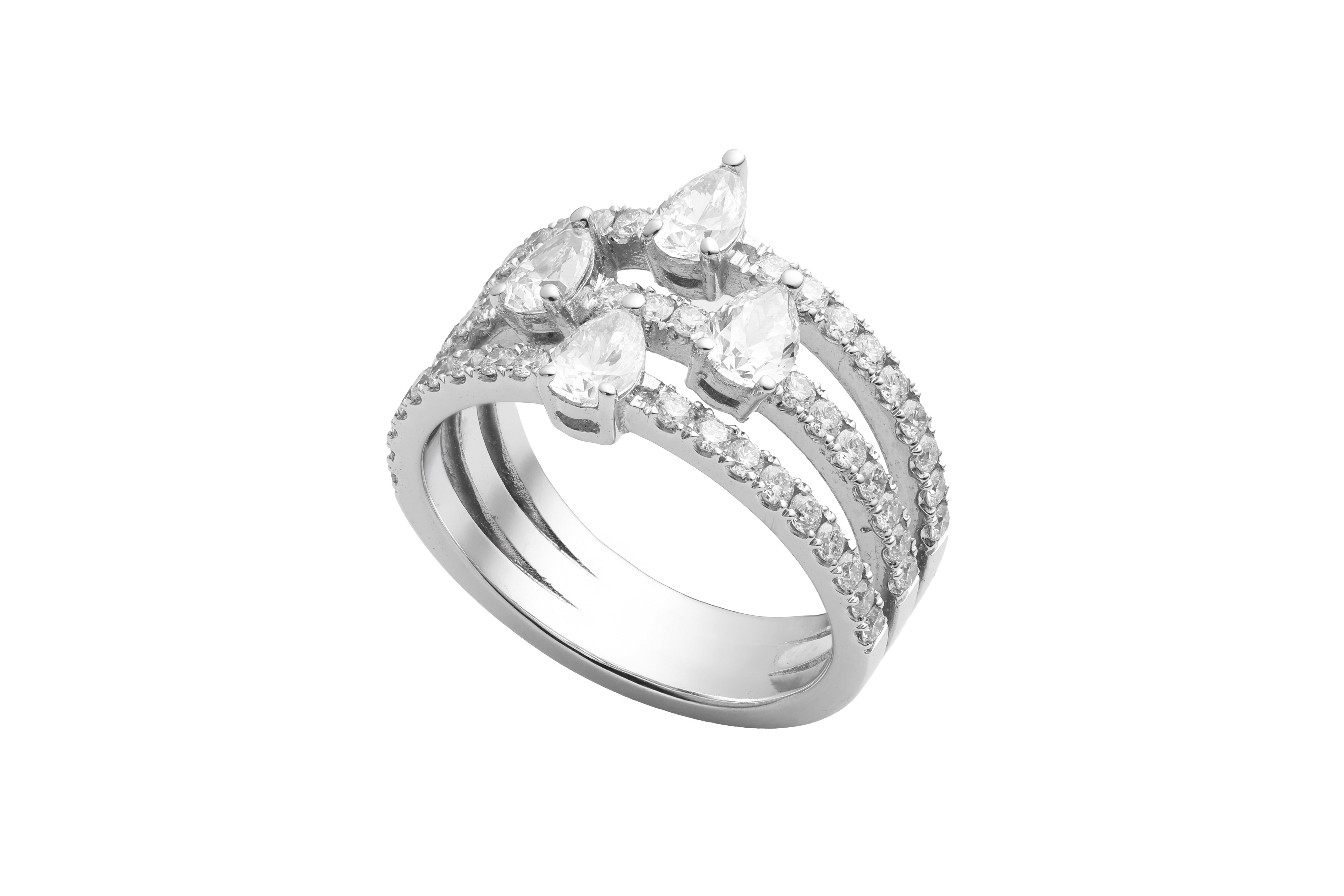 Pear Shaped White Diamond Ring | 1.72 carats, 6.94g