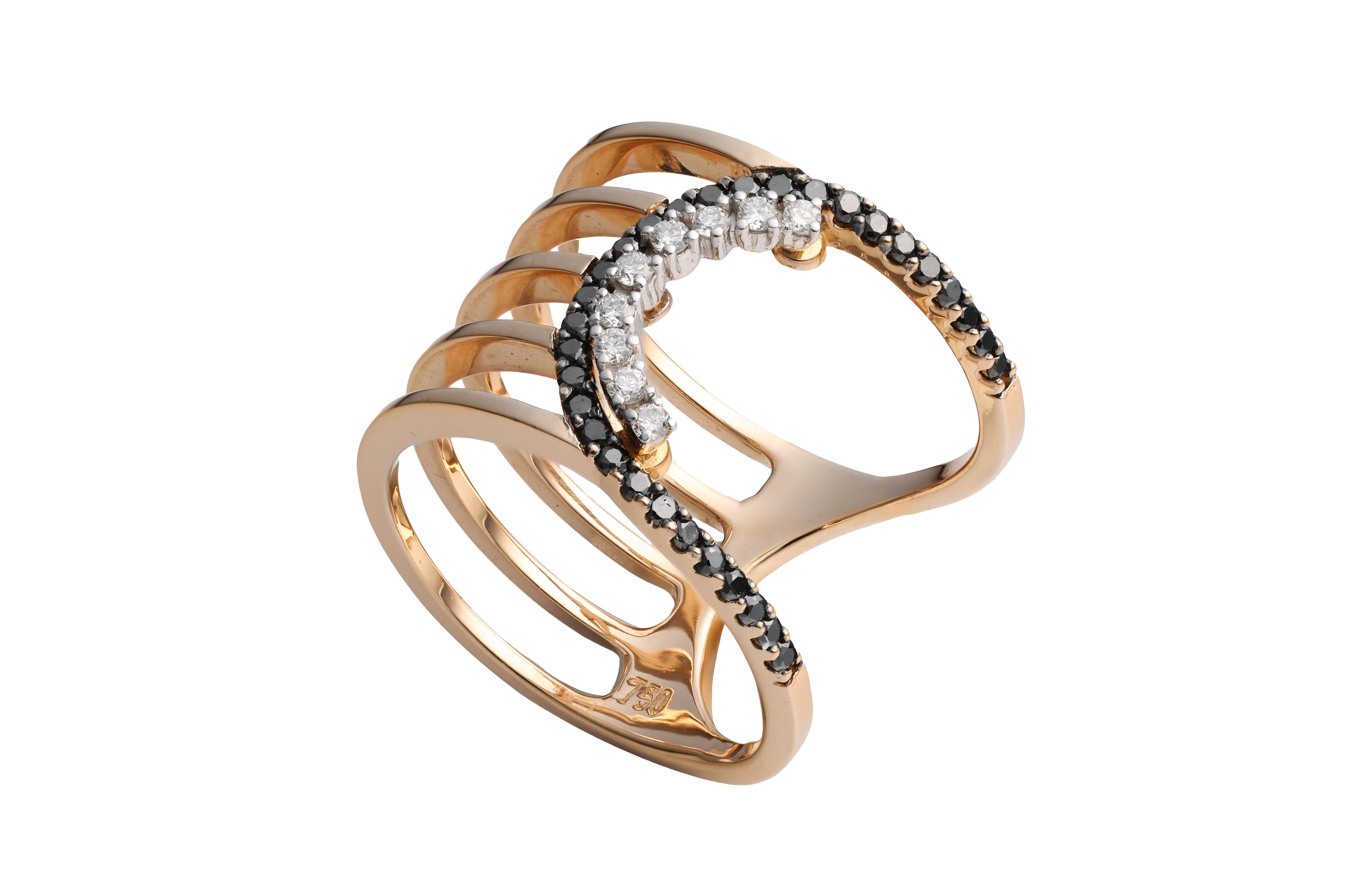 Half Black Diamond Ring | 0.37 carats, 6.10g