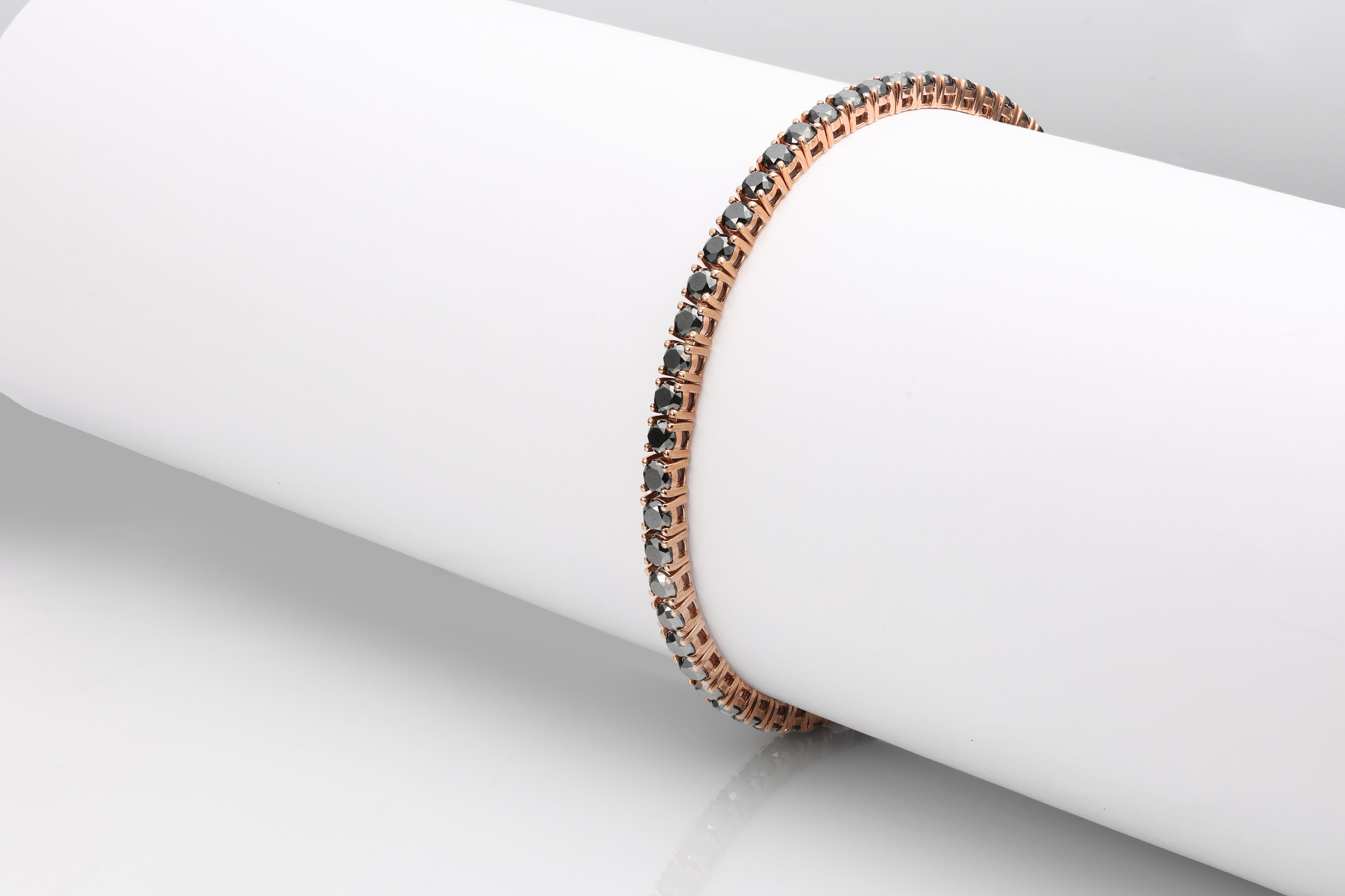 Black Diamond Tennis Bracelet | 8.21 Carats, 10.3g
