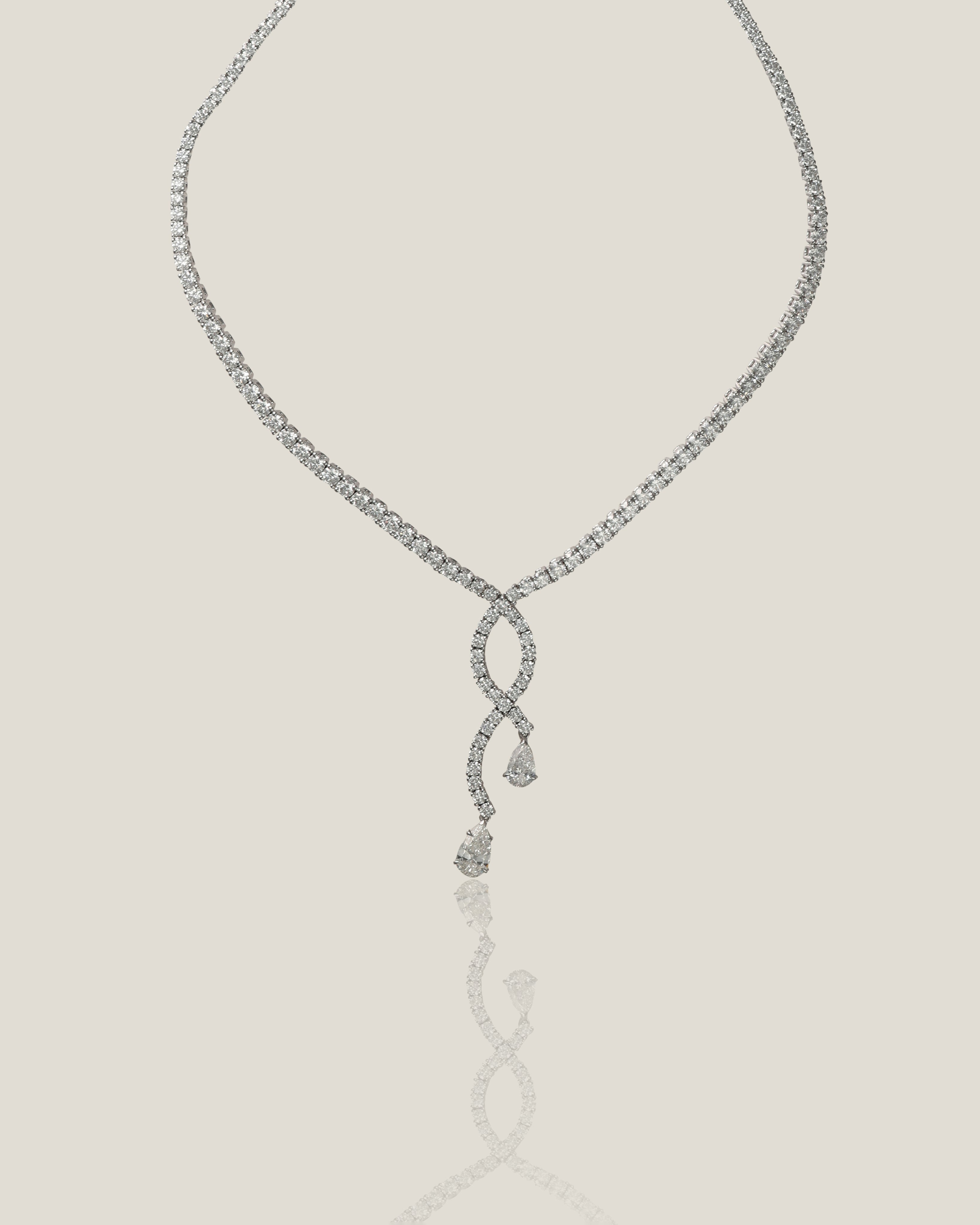 Full White Diamond necklace with 2 pears stones | White Diamond 11.6 carats, Pear 0.52 carats, 26.66g