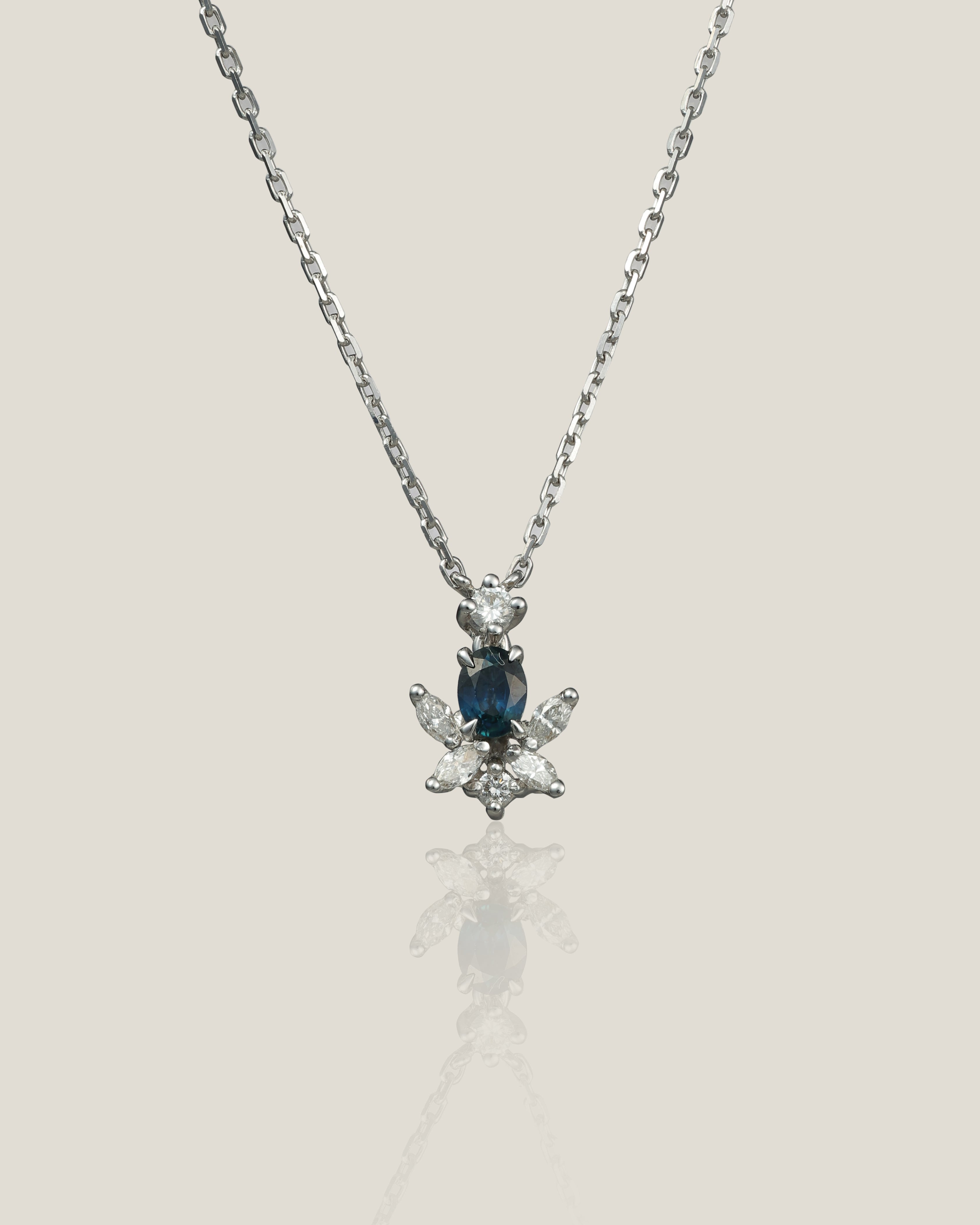 Sapphire Diamond Pendant | White Diamond 0.14 carats, Sapphire 0.19 carats, 2.3g