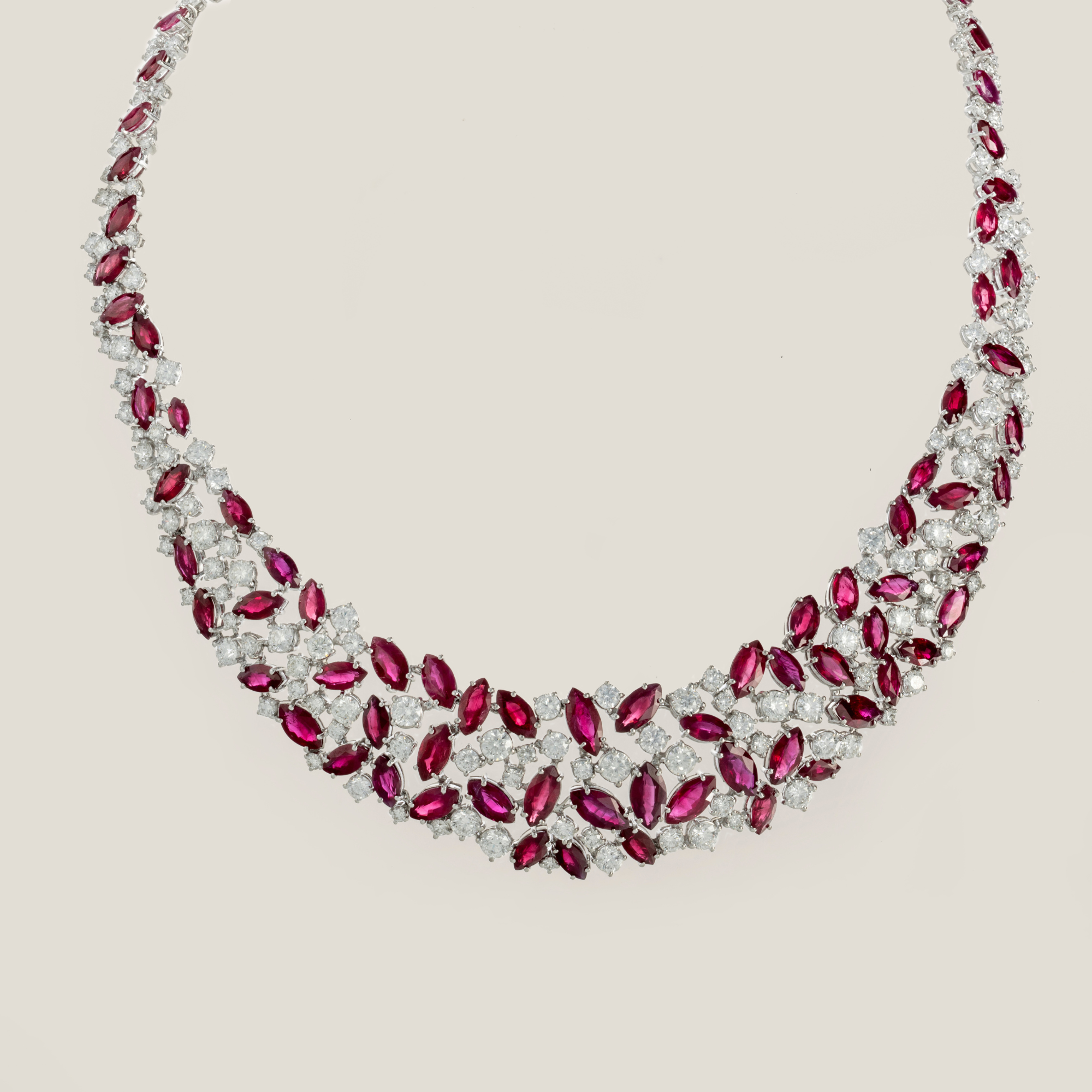 Ruby Diamond Necklace | Diamond 23.236 Carats, Natural Burma Ruby 78.26 Carats, 74.75g