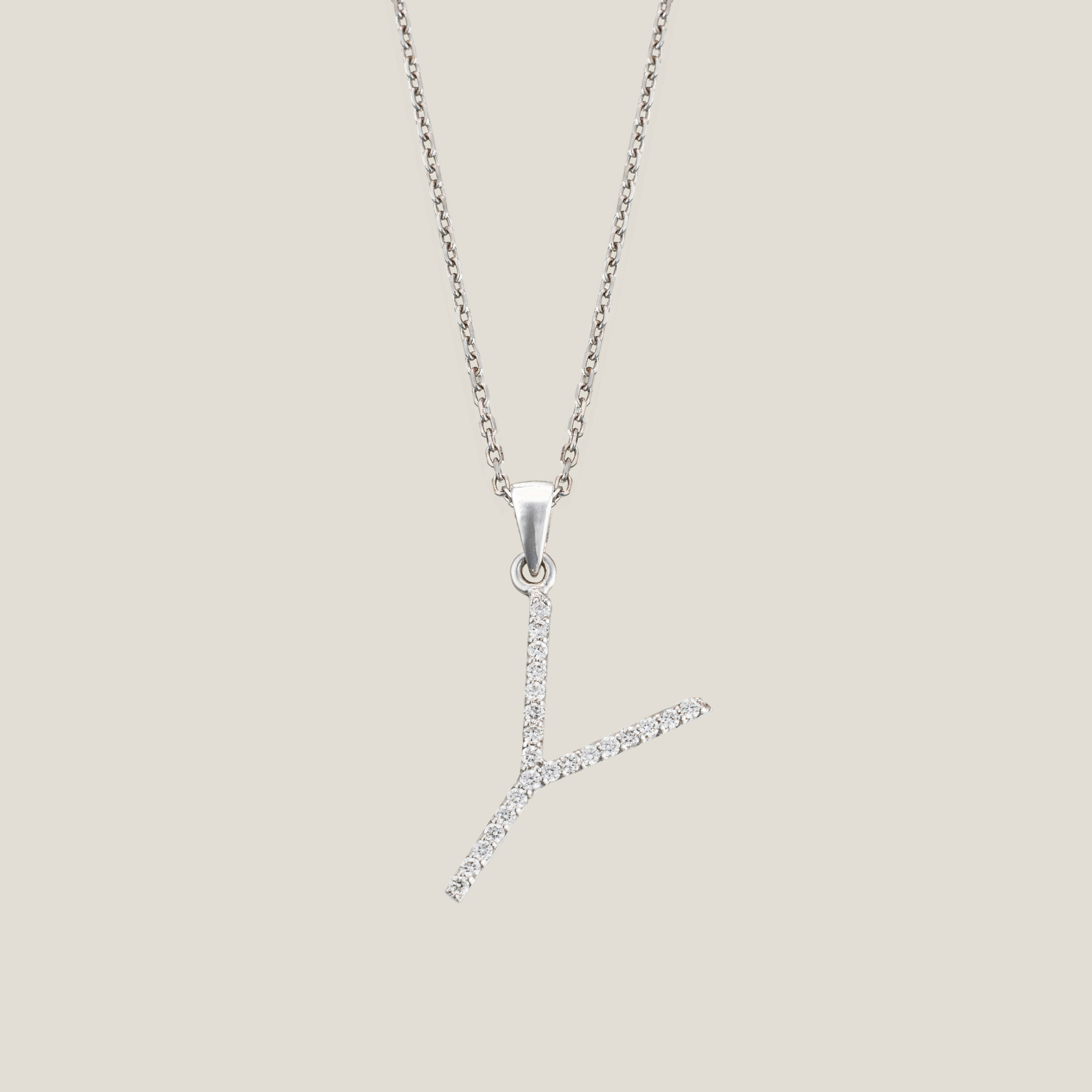 Diamond Letter Y Pendant | White Diamond 0.04 carats, 2.28g