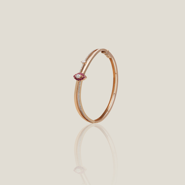 Pink Gold White Diamond And Ruby Bangle | 17.58 g