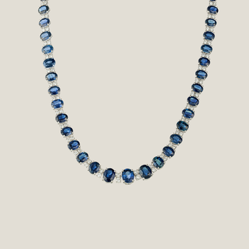 Saphire Diamond Necklace |  Diamond 5.71 Carats, Saphire 69.19 Carats, 42.64g