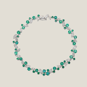 Emerald Diamond Bracelet | White Diamond 1.10 Carats, Emerald 4.57 Carats, 11.17g