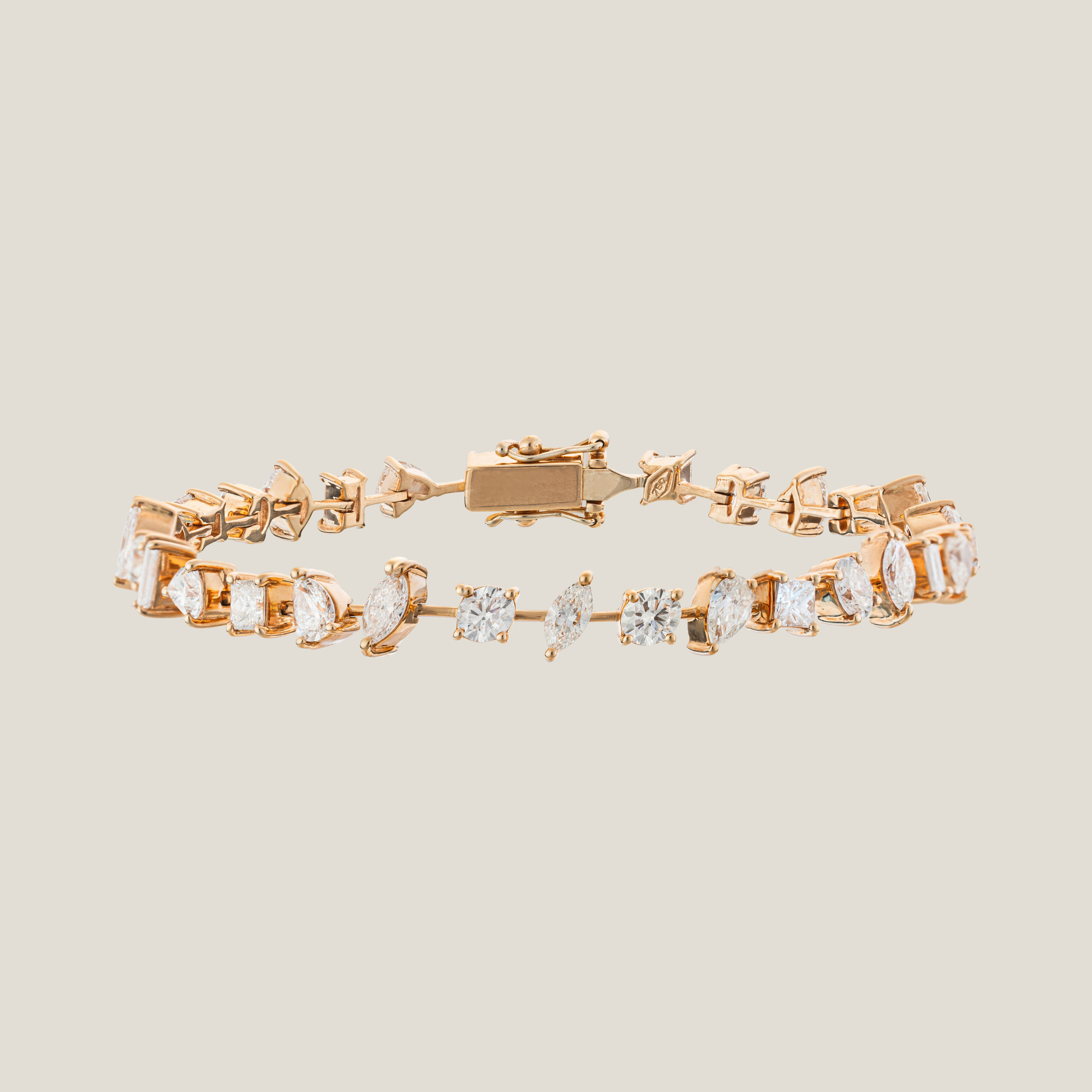 Multi Shape Diamond Bracelet | White Diamond 6.29 Carats, 12.31g