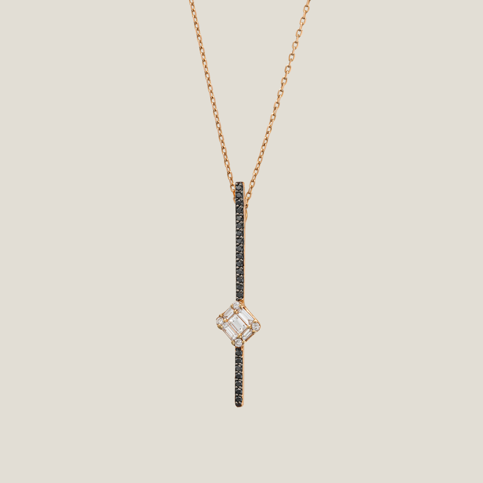 Black Diamond Pendant | White Diamond 0.06 Carats, Baguette 0.22 Carats, Black Diamond 0.21 Carats, 3.05g