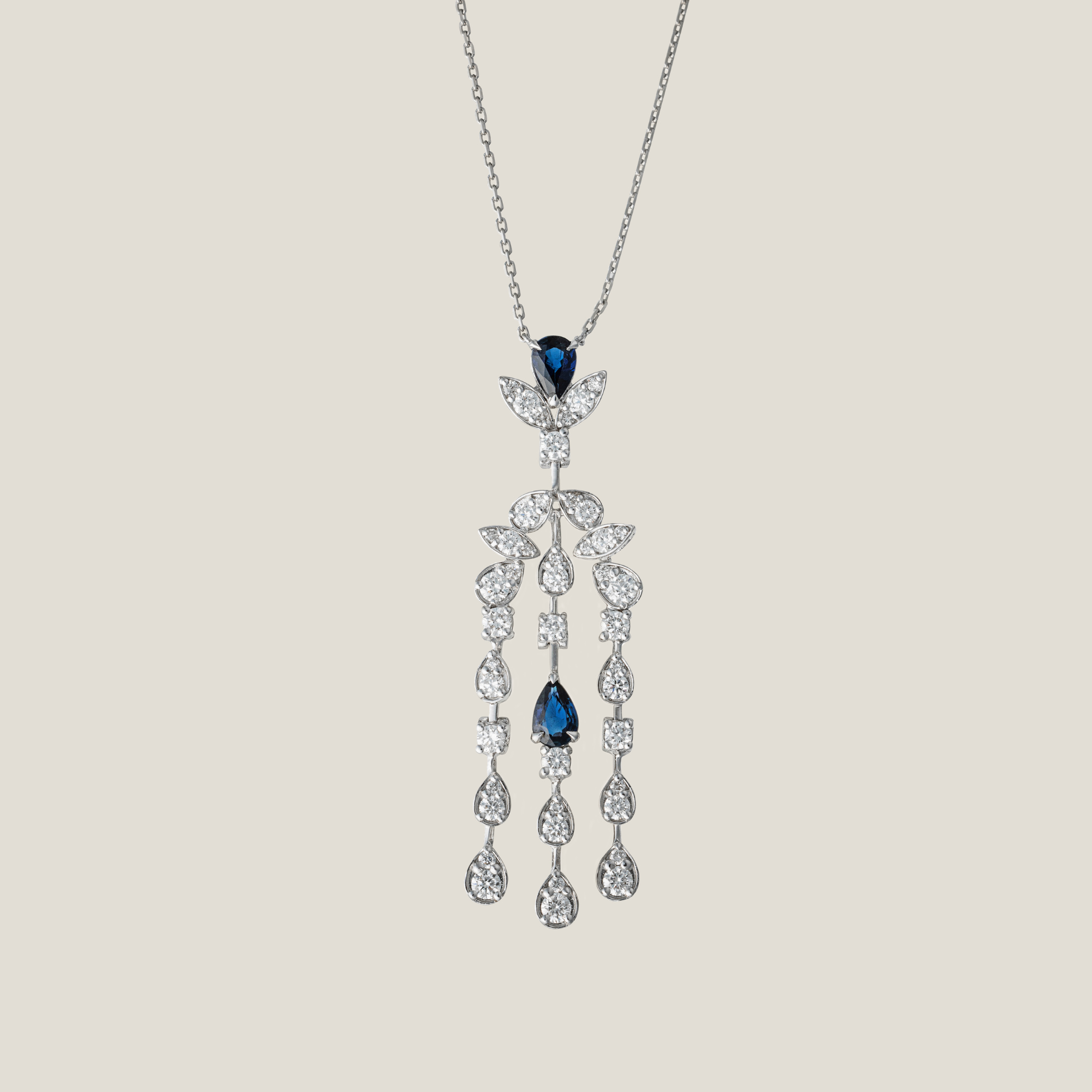 Sapphire Diamond Pendant | White Diamond 1.530 Carats, Sapphire 0.77 Carats, 7.06g