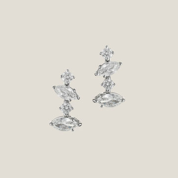 Marquise Diamond Earrings | White Diamond 0.80 carats, Round White Diamond 0.27 carats, 2.31g