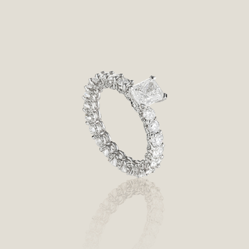 Rectangular Diamond Solitaire |White Diamond 1.01 Carats, White Diamond 0.35 Carats, Diamond 2.2 Carats, 3.16g