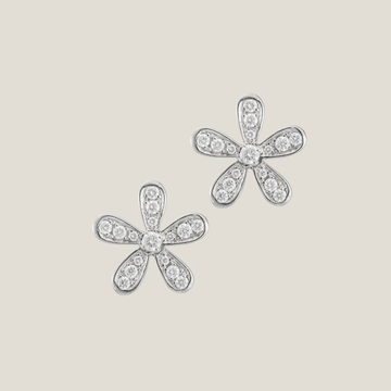 Flower Diamond Earrings | White Diamond 0.11 Carats, White Diamond 0.85 Carats, 3.39g