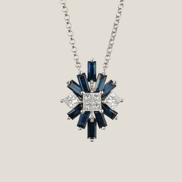 Sapphire Diamond Pendant | White Diamond 0.74 Carats, Sapphire 2.07 Carats, 7.53g