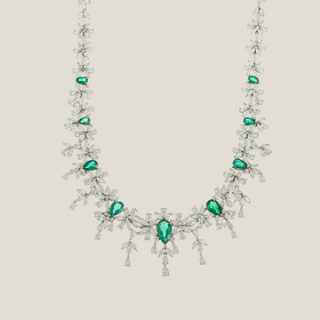 Emerald Diamond Necklace | White Diamond 27.01 Carats, Emerald 7.28 Carats, 46.32g