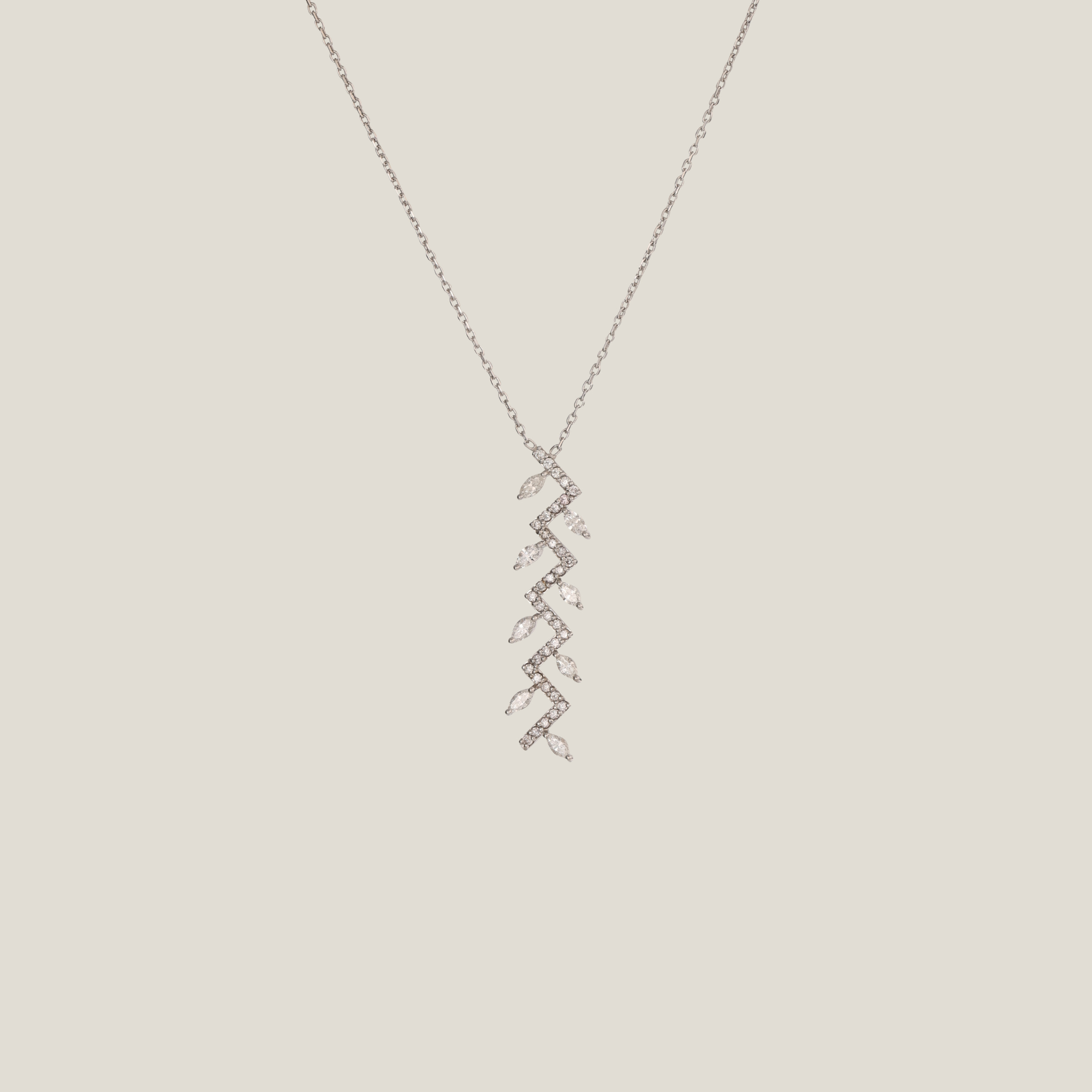 Elegant Leafs Marquise Diamond Neckalce | 0.66 Carats, 3.22g