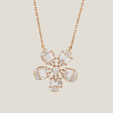 Flower Diamond Pendant | White Diamond 0.426 Carats, Baguettes 0.545 Carats, 3.68g