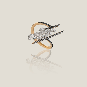 Back Diamond Ring | White Diamond 0.2 Carats, Black Diamond 0.25 Carats, 3.84g