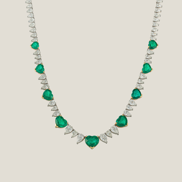 Emerald Diamond Necklace | White Diamond 18.65 Carats, Emerald 18.50 Carats, 42.16g