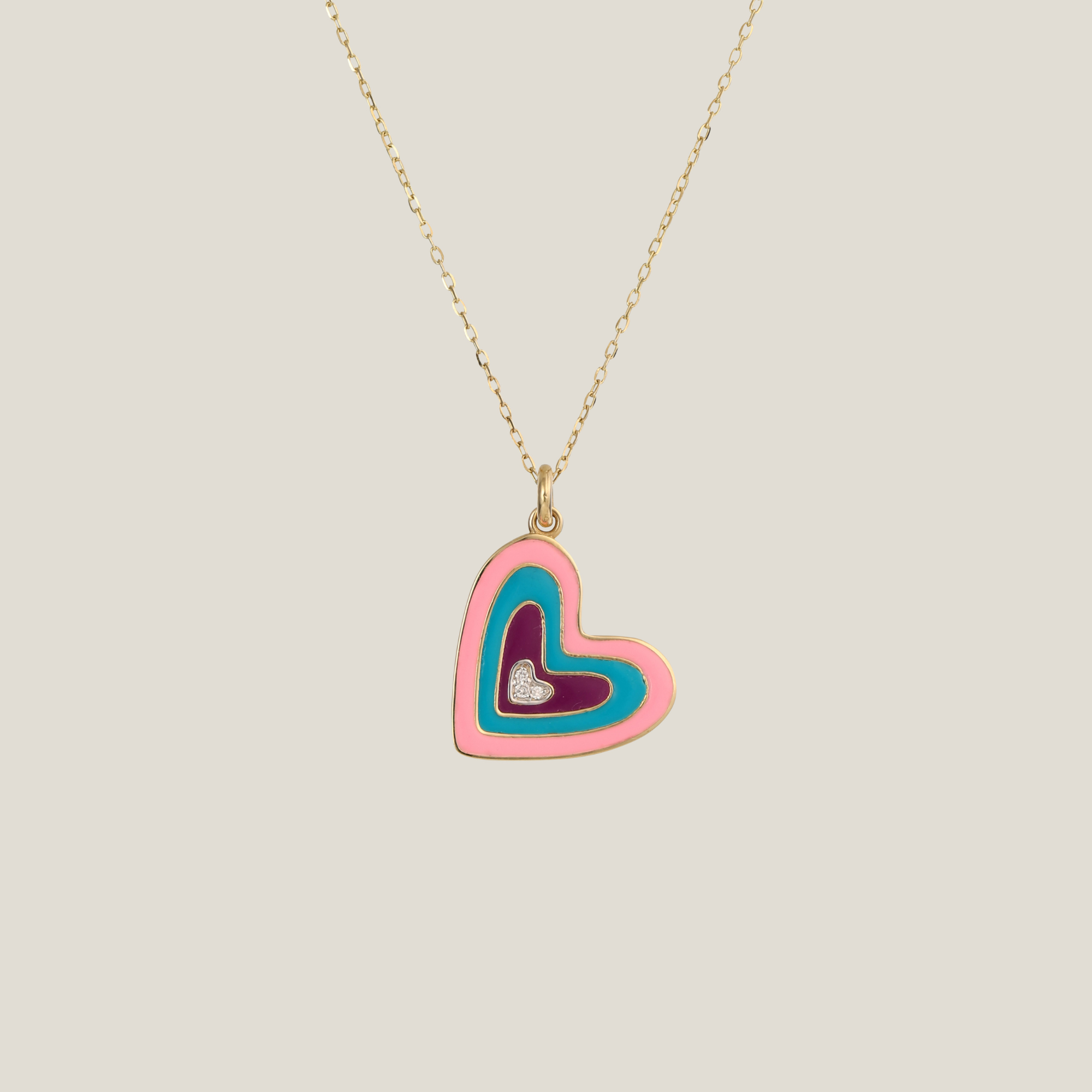Multi Colored Heart Necklace | 0.03 Carats, 5.56g