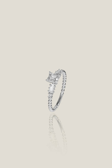 Princess cut baguette wedding ring |  0.07 carats, 1.93g