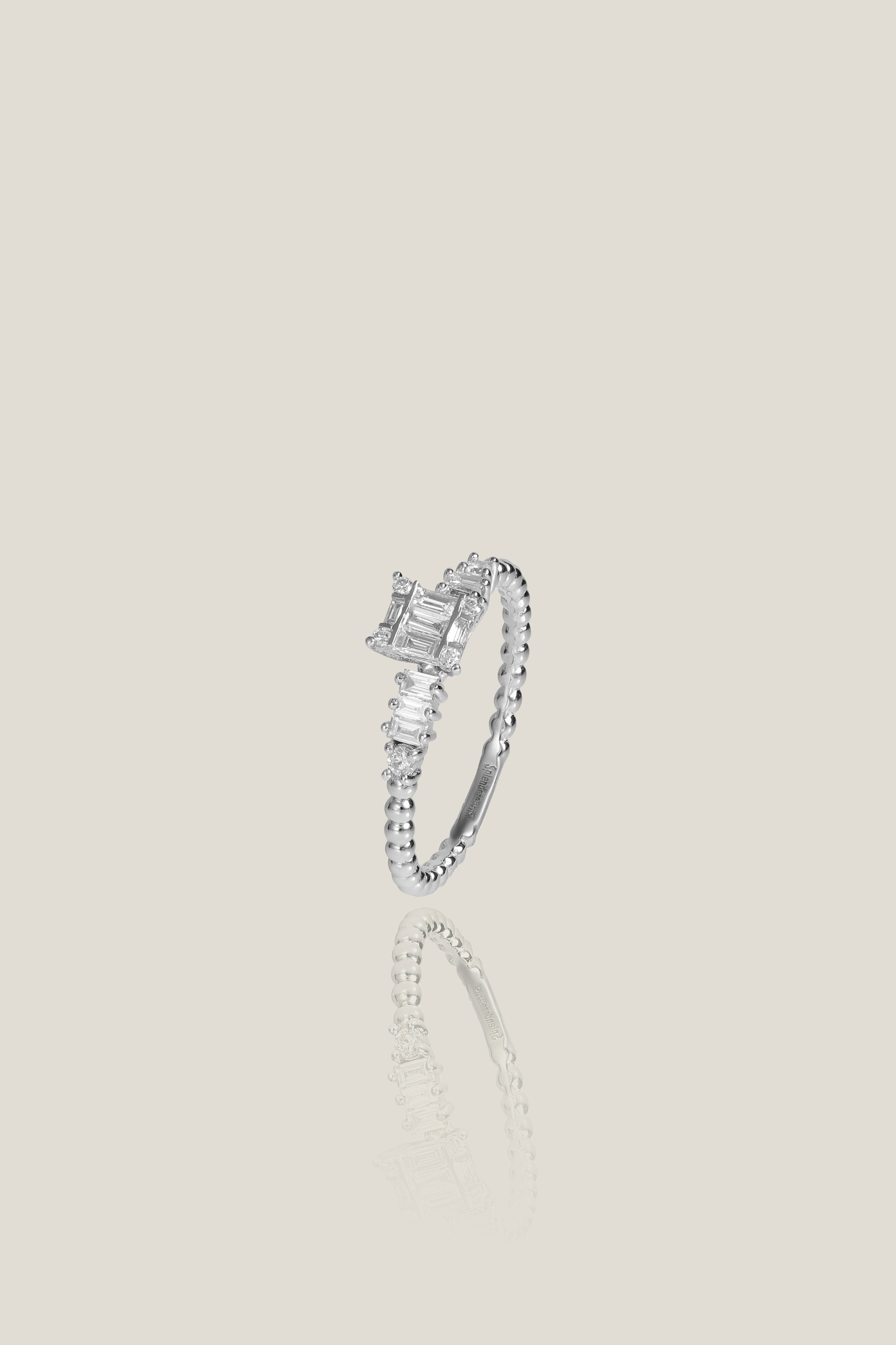 Princess cut baguette wedding ring |  0.07 carats, 1.93g