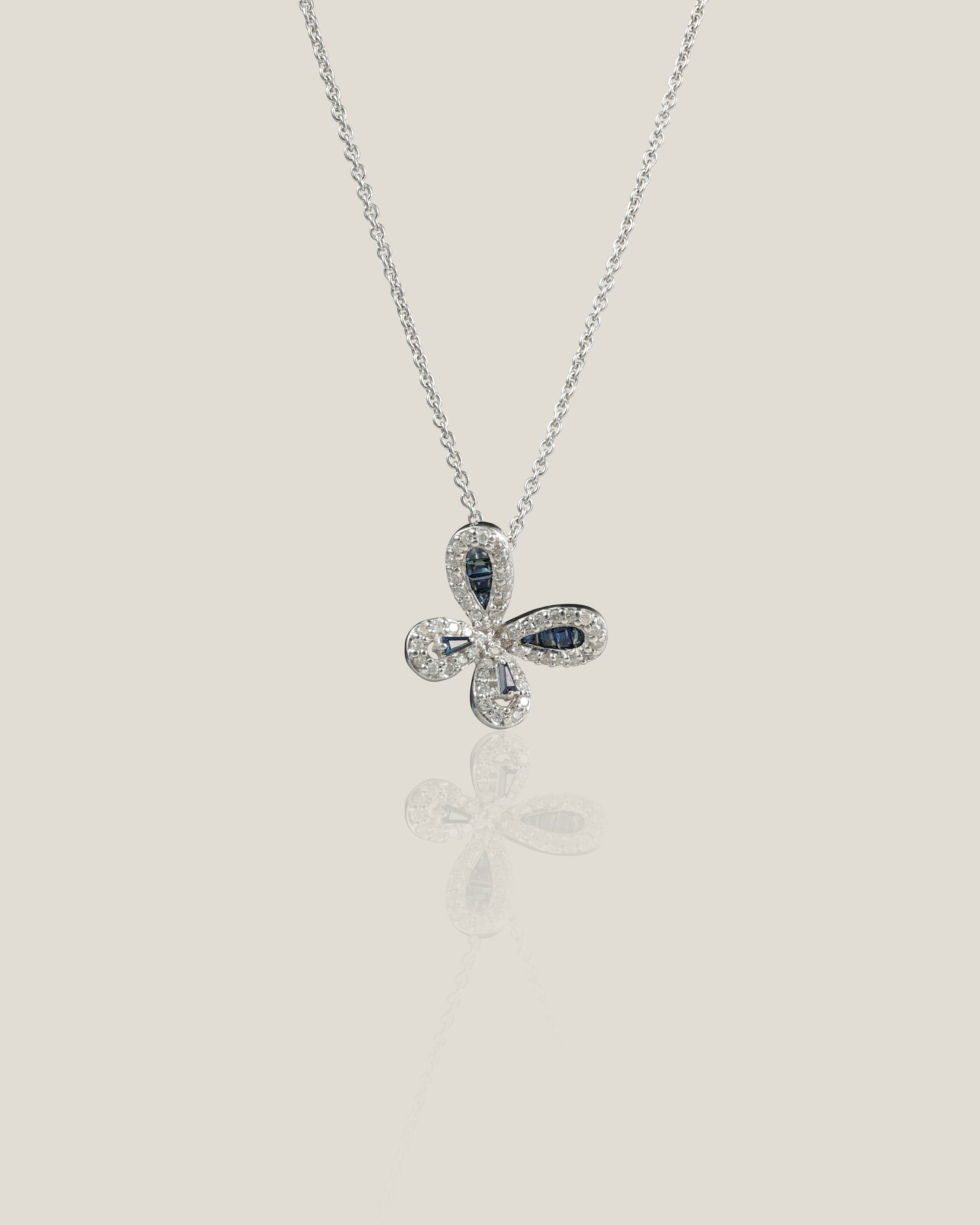 Butterfly Diamond Pendant | White Diamond 0.21 carats, Sapphire 0.20 carats, 3.62g