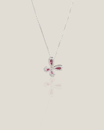 Ruby Butterfly Diamond Pendant | White Diamond &nbsp;0.21 carats, Ruby 0.26 carats, 3.4g