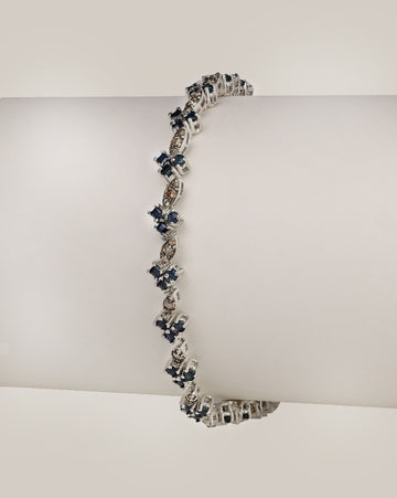 White Gold Light Brown Diamond Triplets Sapphire Bracelet | 1.08 carats, 11.79g