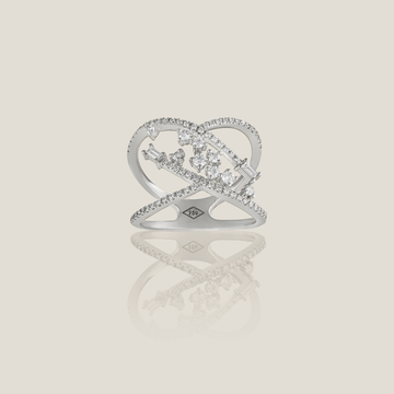 White Diamond Ring | White Diamond 0.37 Carats, Baguette 0.03 Carats, 3.04g
