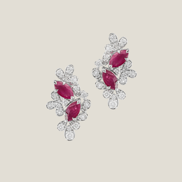 Ruby Diamond Earrings | White Diamond 0.76 Carats, 6.98g