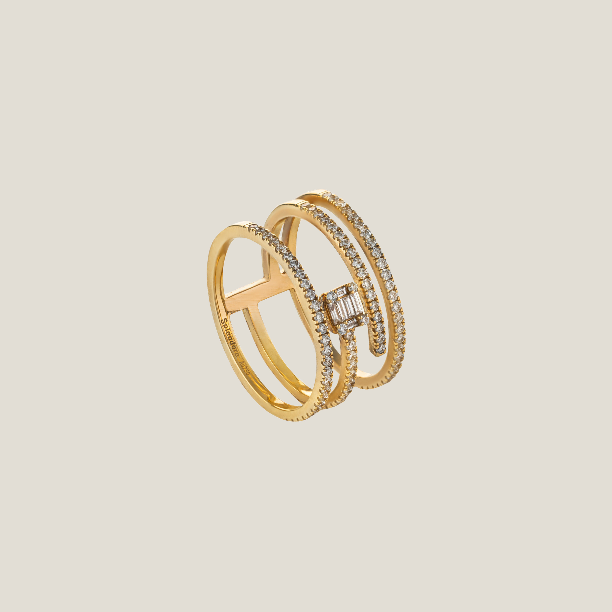Diamond Ring | White Diamond 0.486 Carats, Baguette 0.062 Carats, 4.28g
