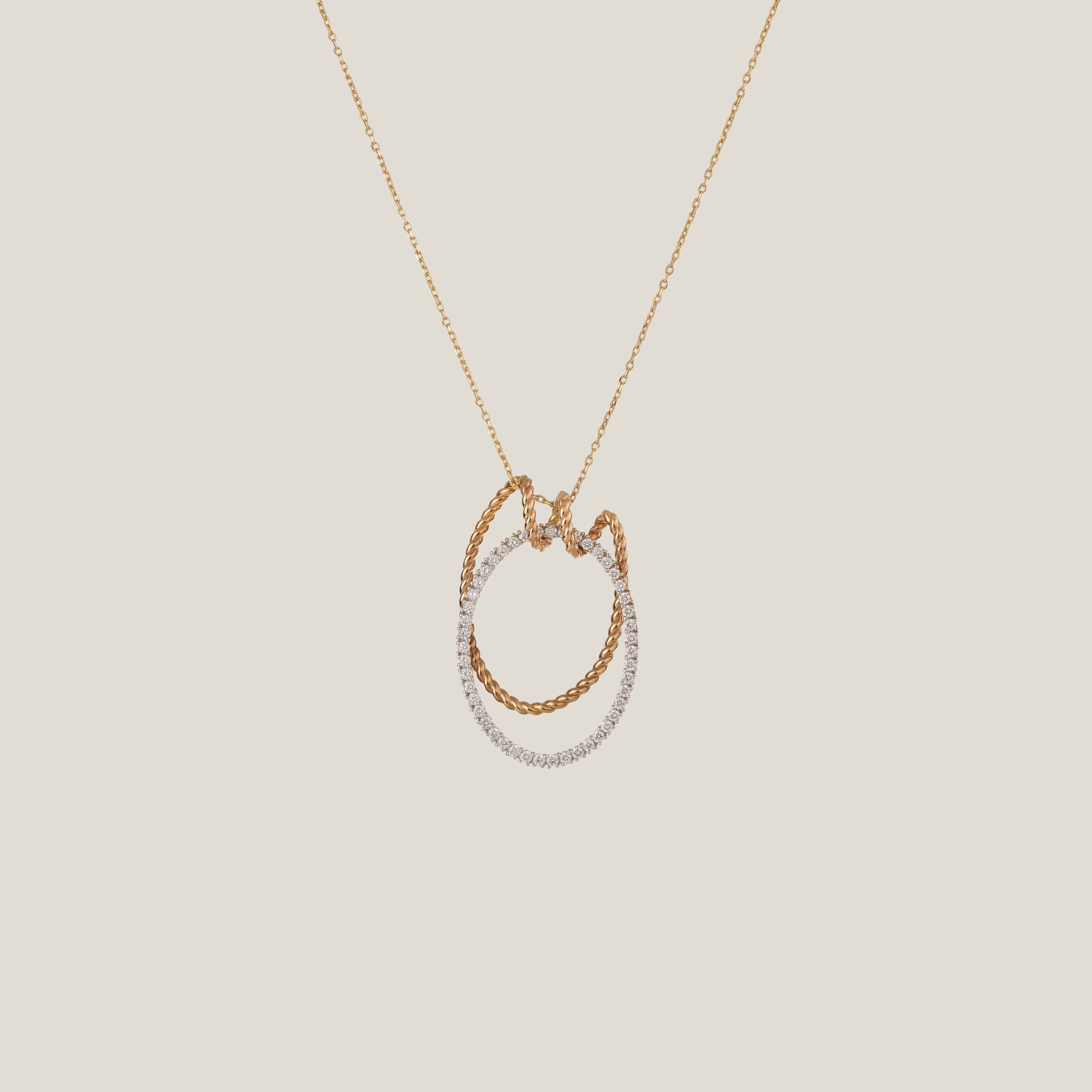 Double Circle Necklace | 0.63 Carats, 5.56g