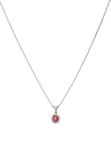 Ruby White Diamond Pendant | White Diamond 0.13 carats, Ruby 0.30 carats, 2.6g