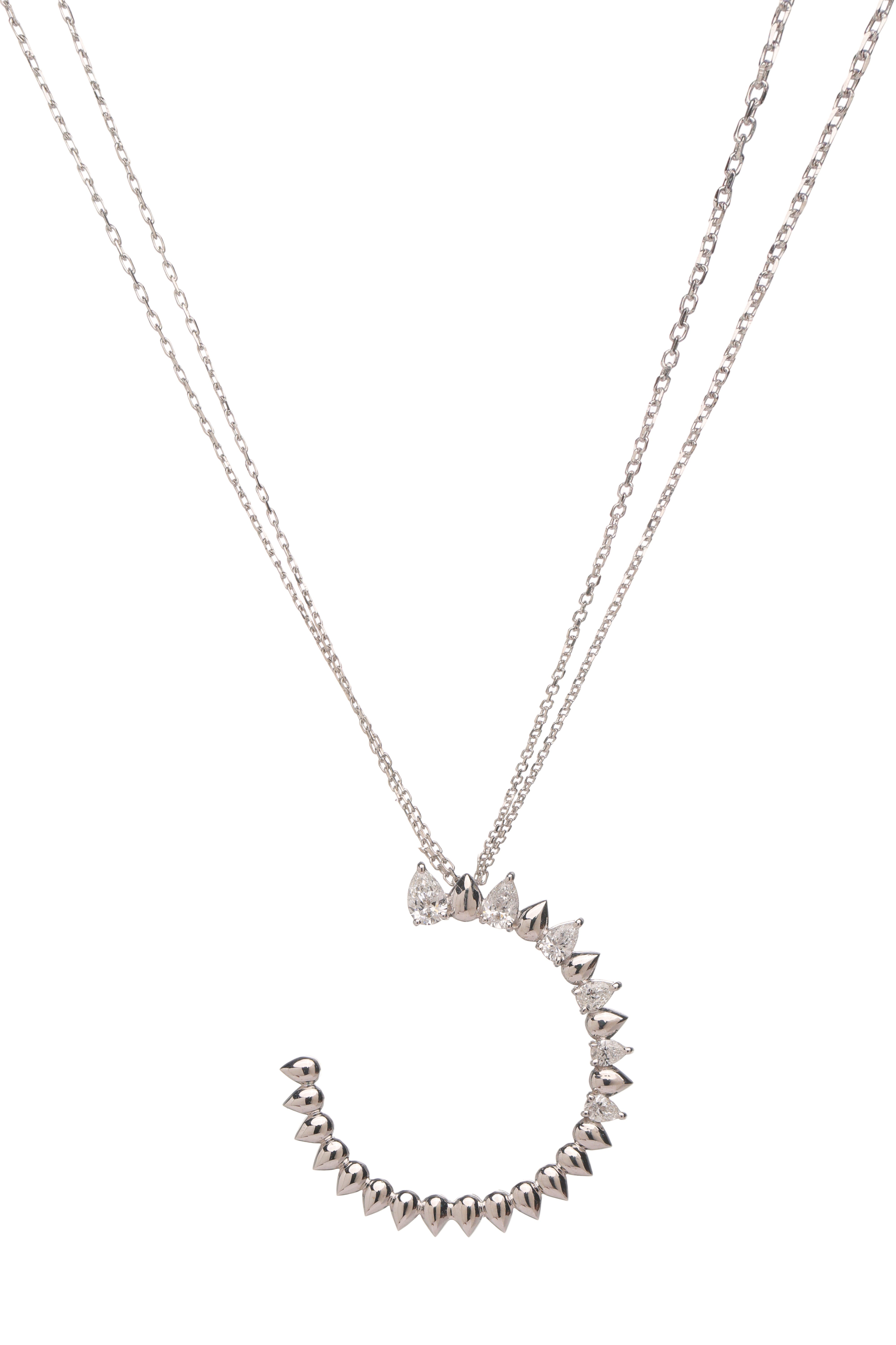 White gold diamond semi circle pendant | 0.72 carats, 5.95g
