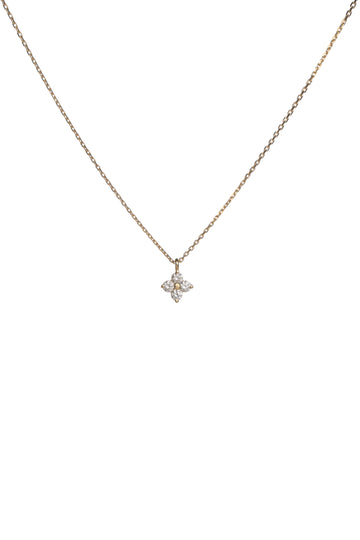 Yellow gold white diamond flower pendant |  0.15 carats, 1.75g