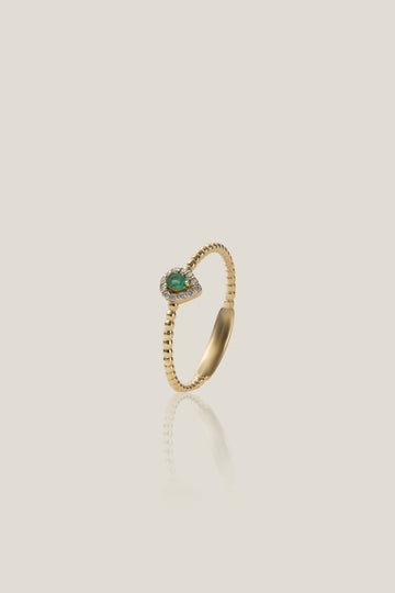 Emerald Pear Shape Diamond Ring | White Diamond 0.05 carats, Emerald 0.09 carats, 1.38g
