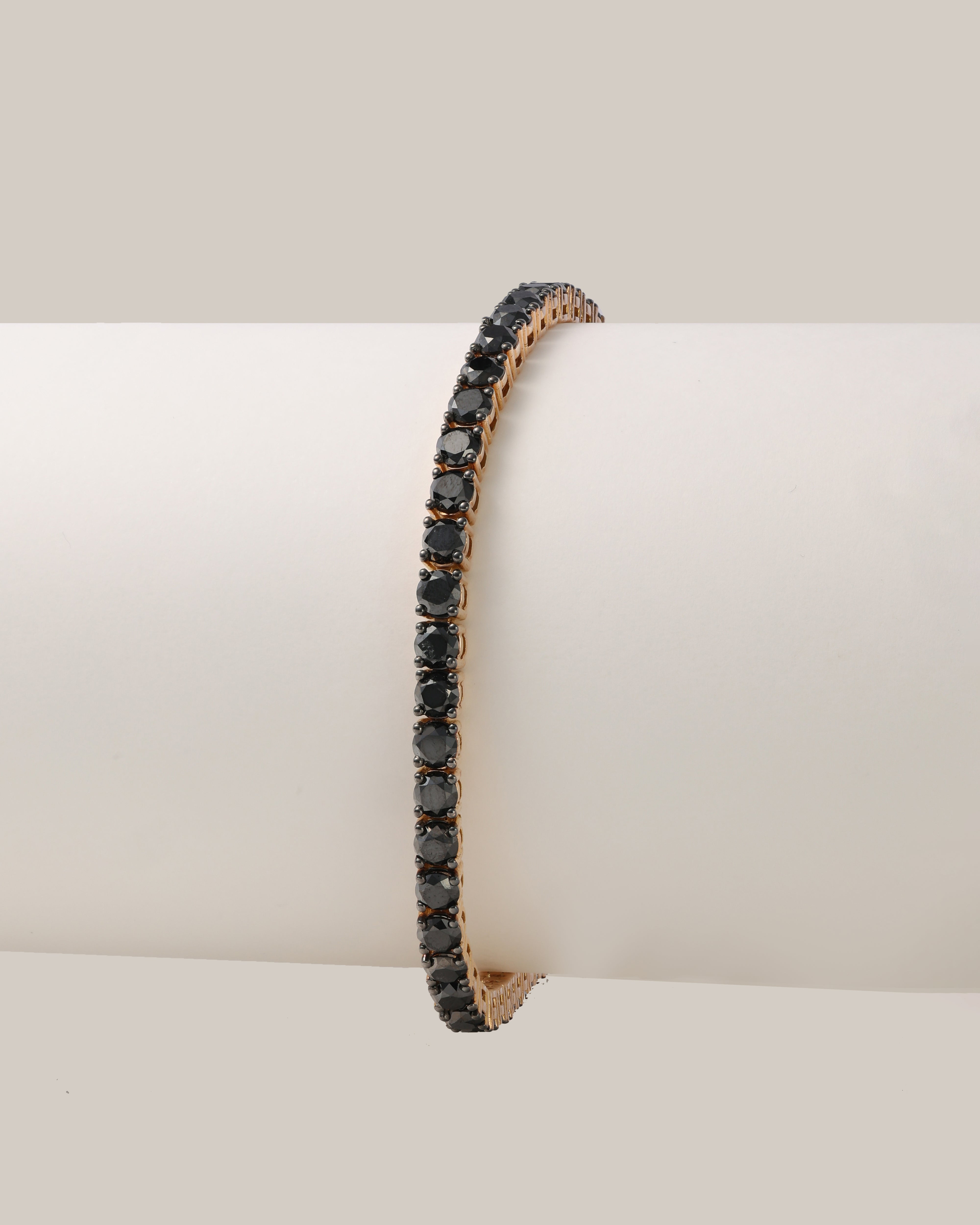 Pink Gold Black Diamond Tennis | 8.86 carats, 12.97g