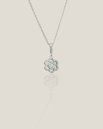 Flower Shape Diamond Pendant | White Diamond 0.12 carats,  White diamond 0.35 carats, 2.57g